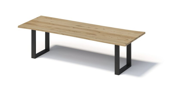 Bisley Fortis tafel naturel, 2800 x 1000 mm, natuurlijke boomrand, geolied oppervlak, O-frame, oppervlak: naturel / frame: zwart, FN2810OP333