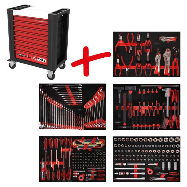 KS Tools PERFORMANCEplus werkplaatswagenset P10, met 279 gereedschappen en 5 laden, 810.5279
