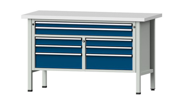 ANKE werkbanken kistwerkbank, model 259 V, 1500 x 700 x 890 mm, RAL 7035/5010, KSP 40 mm, 304.149