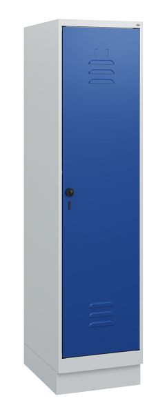 C+P Umkleidespind Classic PLUS, Sockel, 1630x400x500mm, 7035/5010, Drehriegel, 0800205-12 S10003