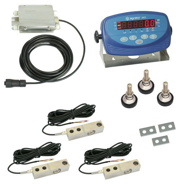 AGRIS Waagenbausatz mit Scherkraftzellen 3 x 1t, XK3 Wiegeanzeige, AGWSBH1T3XK3