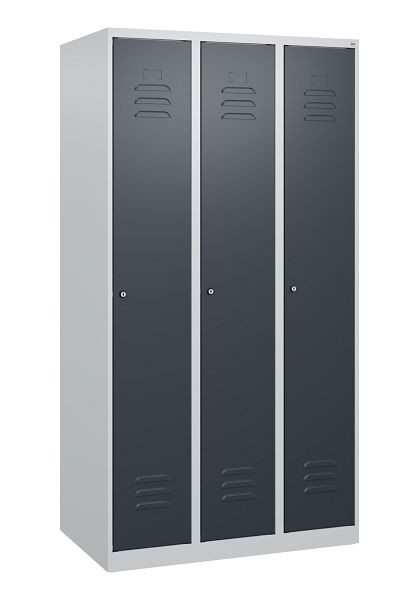 C+P luierkluis Classic PLUS met middenwand, 3 vakken, 1700x900x500mm, 7035/7016, cilindersloten, 0800007-30F S10020