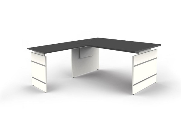 Kerkmann in hoogte verstelbaar zijbureau B 1600 x D 800 x H 680-760 mm, vorm 4, kleur: antraciet, 11465013