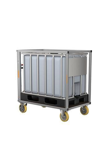 DENIOS rolcontainer IBC, inclusief IBC tank, inhoud 640 l, 305158