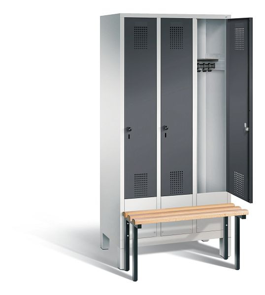 C+P Evolo kleerkast, H1850xB900xD815mm, kleur: lichtgrijs / zwartgrijs, 48030-30 S10079