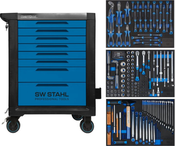 SW-Stahl professionele werkplaatswagen TT801, blauw, uitgerust, 213 delig, Z3116