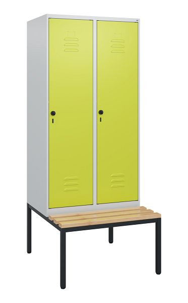 C+P luierkastje Classic PLUS, met onderbank, 2 vakken, 1950x800x815mm, 7035/0024, draaibare sluiting, beuken zitlat, 0800505-22 S10010