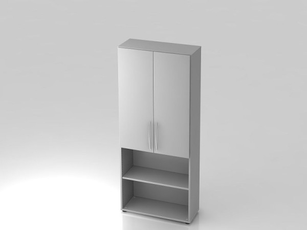 Hammerbacher plank 5OH, 3OH deuren onder, gebogen handgreep grijs/grijs, 80x34,6x188 cm (BxDxH), V4770/5/5/BM