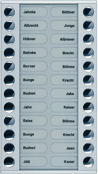 TCS beldrukkeruitbreiding voor audio voordeurstation serie PES/AVE 24 beldrukkers (rechts/links uitgelijnd), AP zilver, PET24-EN/04