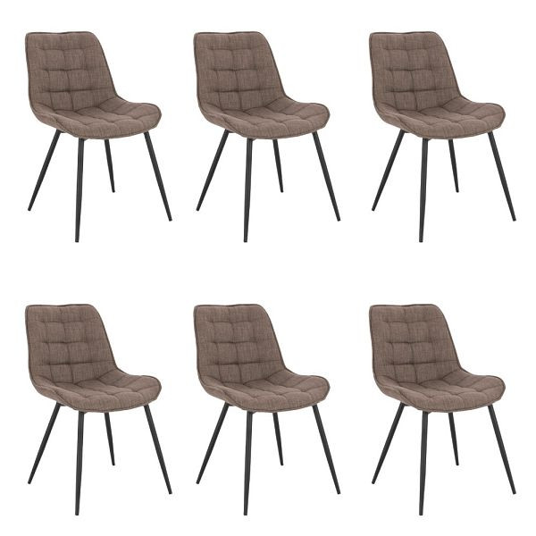 HOME DELUXE gestoffeerde eetkamerstoel set van 6 IKALO – geweven stof grijs/bruin, 50866