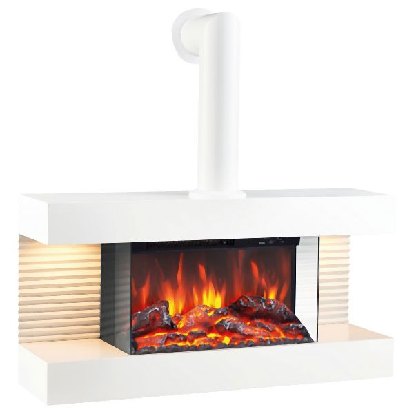 KAMINIO elektrische haard LIZ Pipe wit, met verwarming, EM01-FP01-W