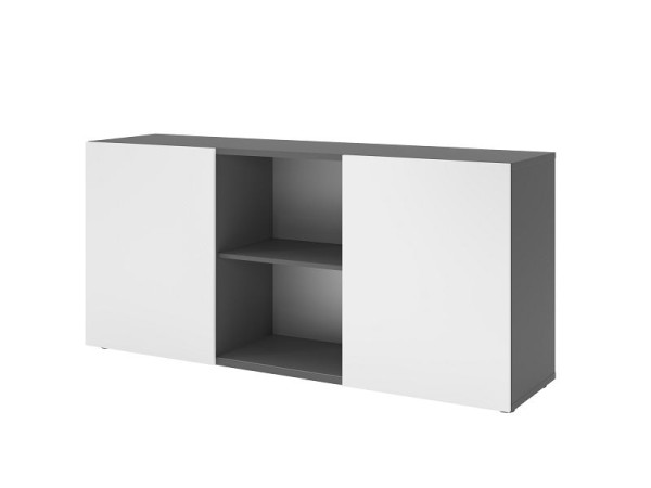 Hammerbacher dressoir met schuifdeuren 1780, 2 OH, romp: grafiet / voorkant: wit, 160 x 42 x 74,8 cm (BxDxH), V1780/G/W