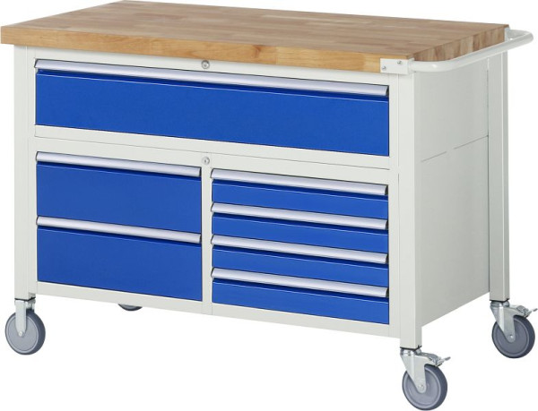 RAU verrijdbare werkbank serie 8000, drievoudige onderbak (7x lade), 1250x920x700 mm, 05-8921A2-127B4S.11