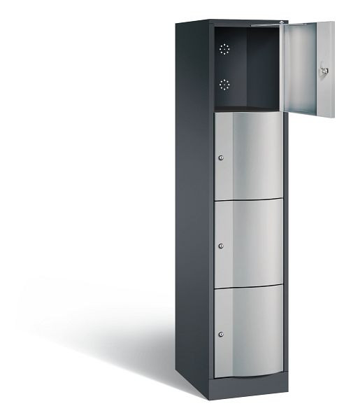 C+P lockerkast Resisto, H1950xB396xD540mm, kleur: zwart-grijs/wit aluminium, 8470-172 S10003