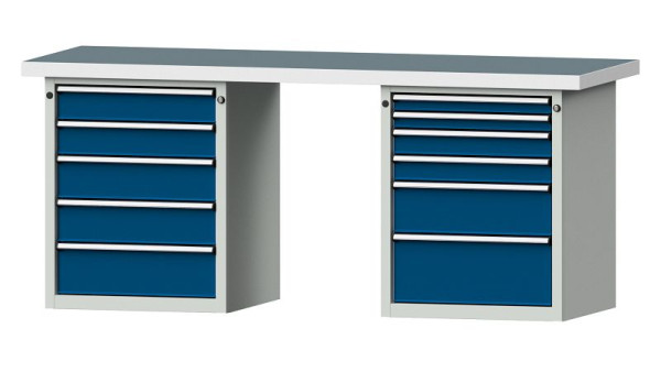 ANKE werkbanken combinatie werkbank, model 841 V, 2000 x 700 x 850 mm, RAL 7035/5010, UBP 50 mm, 415.122