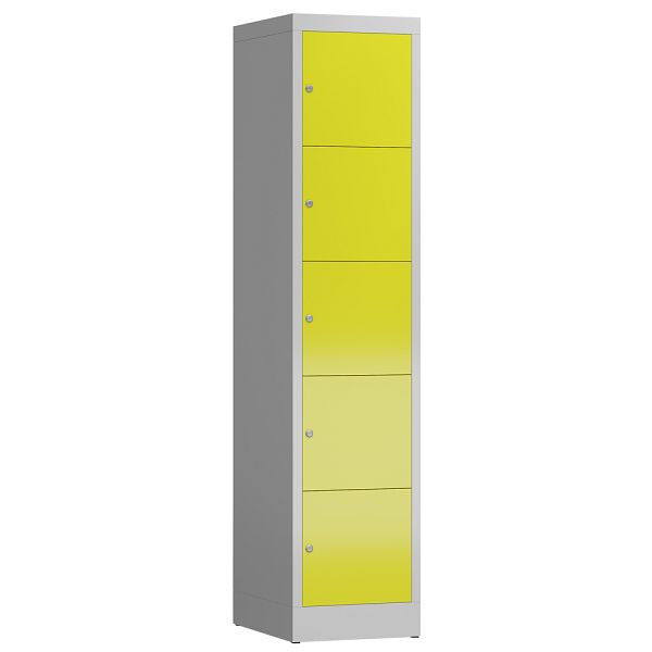 Lüllmann ClassiX lockerkast, 1 compartiment, 5 compartimenten, 1800 x 415 x 500 mm, lichtgrijs/zinkgeel, X-523516