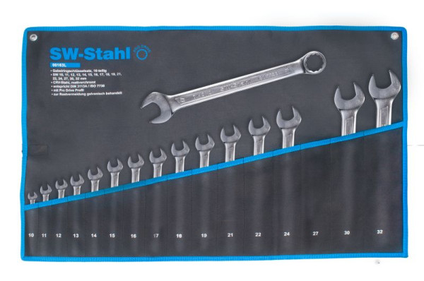 SW stalen ringsteeksleutelset, 10-32 mm, 16 stuks, 00163L