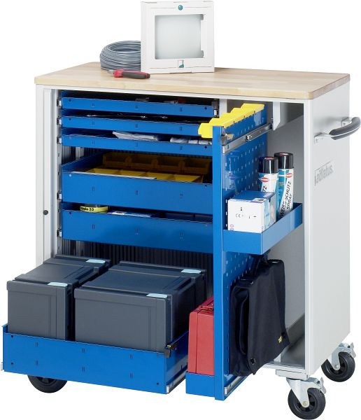 RAU gereedschapswagen serie adlatus model 10620, B1025 x D520 x H1080 mm, inclusief massief beukenhouten werkblad, 02-10620B.11