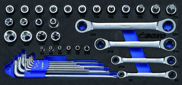 Boxo 1/2” en 1/4” TX-dopsleutelset en TX-ratelsleutelset 39-delig, BX033