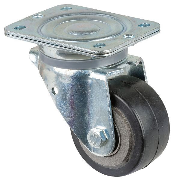 BS Rollen zwaarlastwiel, wielbreedte 50 mm, wiel-Ø 100 mm, draagvermogen 210 kg, zwarte elastische banden, gegoten wiellichaam, kogellagers, N100.B81.100