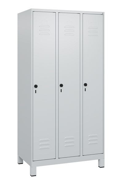 C+P luierkluis Classic PLUS met middenwand, voeten, 3 vakken, 1800x900x500mm, 7035/7035, veiligheidsdraaigrendel, 0800107-30F S10009