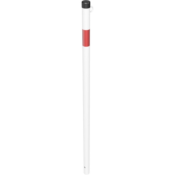 Stone HGS afzetpaal -Bollard- Ø 42 mm, voor inzetting in beton, verzinkt, wit gecoat/rode reflecterende lichtlijst, 1 oog, 4042b-1