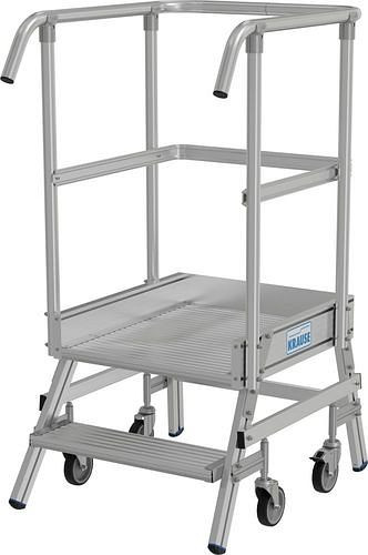 Krause platformladder van aluminium, verrijdbaar, 2 treden, eenzijdig beklimbaar, conform EN 131-7, 312163
