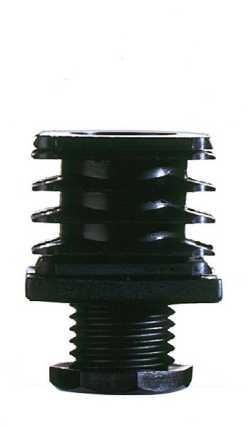 KLW instelplug voor vierkante buizen 40x40x2 mm, in hoogte verstelbaar 20 mm, van zwart kunststof, 03 / KU-V-40x40