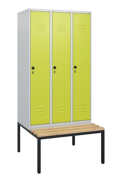 C+P luierkastje Classic PLUS, met onderbank, 3 vakken, 1950x900x815mm, 7035/0024, draaibare sluiting, beuken zitlat, 0800505-30 S10010
