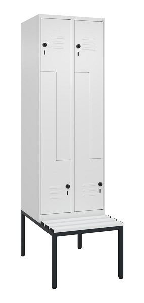 C+P Z-Spind Classic PLUS, met onderbank, 4 vakken, 2120x600x815mm, 9016/9016, draaigrendel, 0800537-204 S10044