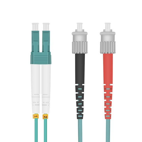 Helos glasvezel patchkabel LC/ST Duplex50/125µm OM3 aqua 7,5m, 126411