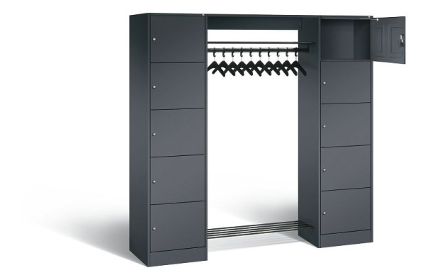 C+P open kledingkast serie 8070, H1950xB1870xD480mm, kleur: zwart-grijs, 82710-00 S10066