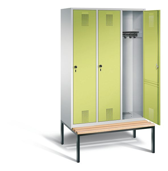 C + P Evolo garderobe, H2090xB1200xD815mm, kleur: lichtgrijs / virid groen, 48050-32 S10344
