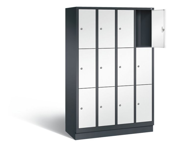 C+P lockerkast Evolo, H1800xB1190xD500mm, kleur: zwartgrijs / verkeerswit, 48020-403 S10209