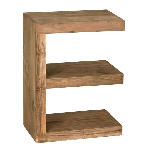 Wohnling bijzettafel MUMBAI massief acaciahout E Cube 60 cm hoog, bruin landhuisstijl ontwerp, WL1.450