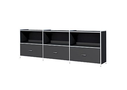 Kerkmann breed dressoir met 1 lade voor 2 OH, Artline, B 2360 x D 380 x H 780 mm, antraciet, 13799313