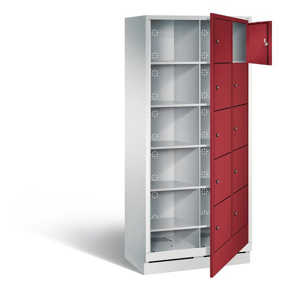 C+P wasautomaat Evolo, H1800xW810xD500mm, kleur: lichtgrijs/robijnrood, 48160-205 S10001