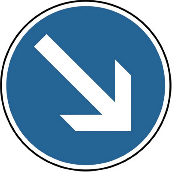 Stenen HGS verkeersbord voor verkeerseiland, wijzend naar links, 19597