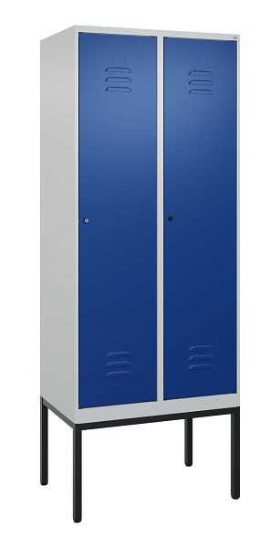C+P luierkluis Classic PLUS met middenwand, frame, 2 vakken, 2120x800x500mm, 7035/5010, cilindersloten, 0800307-22F S10018