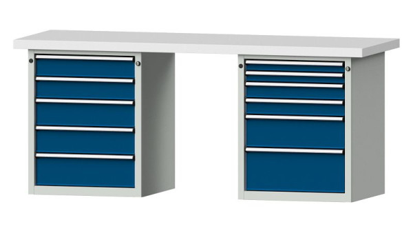 ANKE werkbanken combinatie werkbank, model 841 V, 2000 x 700 x 850 mm, RAL 7035/5010, KSP 50 mm, 415.118