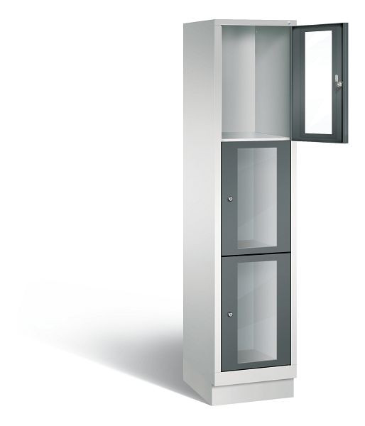 C+P lockerkast Classic, H1800xB420xD500mm, kleur: lichtgrijs / antracietgrijs, 8020A123 S10016