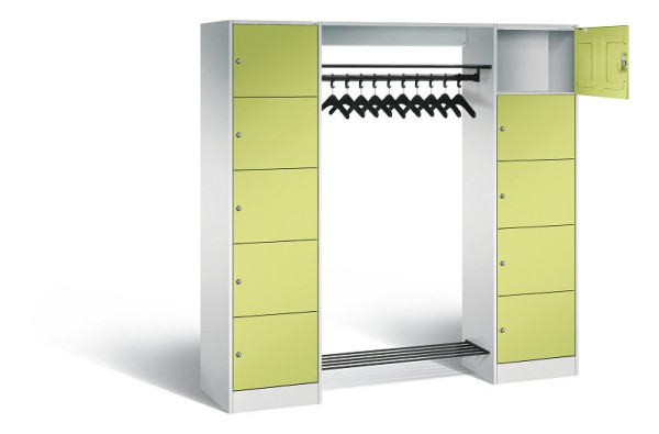 C+P open kledingkast serie 8070, H1950xB1870xD480mm, kleur: lichtgrijs / virid groen, 82710-00 S10326