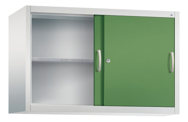 C+P bovenkast Acurado, H790xB1200xD400mm, kleur: lichtgrijs / reseda groen, beugelgreep, 2 niveaus, 2045-09 S10037