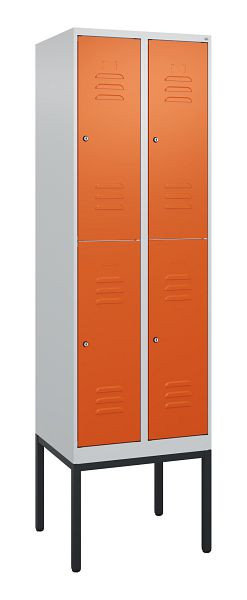 C+P dubbeldekskast Classic PLUS, frame, 2 vakken, 2120x600x500mm, 7035/2004, cilindersloten, 0803307-20 S10061