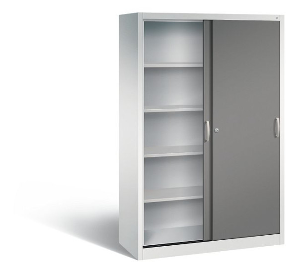 C+P schuifdeurkast Acurado, H1950xB1200xD500mm, kleur: lichtgrijs / vulkaangrijs, beugelgreep, 5 niveaus, 2050-00 S10227