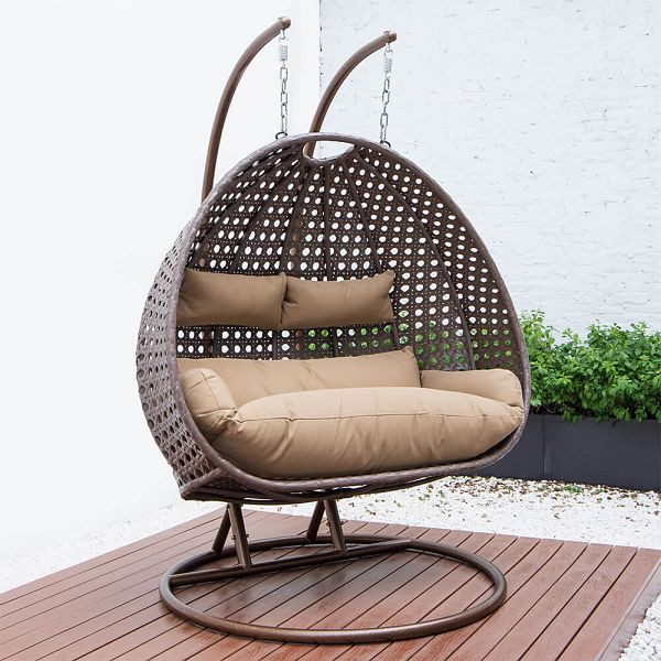 HOME DELUXE polyrotan hangstoel TWIN - bruin met regenhoes, 6949
