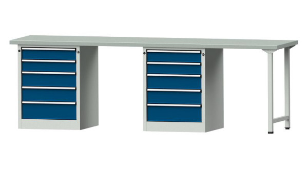 ANKE werkbanken combinatie werkbank, model 915 V, 2800 x 700 x 890 mm, RAL 7035/5010, ZBP 40 mm, 415.141