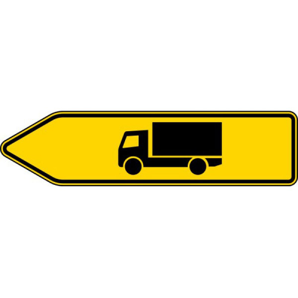 Stenen HGS pijlbord voor voertuigen met een toegestane totale massa van meer dan 3,5 t, wijzend naar links nr. 421-10, RA1/platte vorm 2 mm, 421-10-111