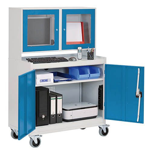 Bedrunka + Hirth monitor aanbouwbehuizing voor computer trolleys, tweedeurs, afmetingen in mm (BxDxH): 1000 x 300 x 600, 04.MAG100 / 30