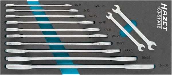 Hazet dubbele steeksleutelset, buitenzeskantprofiel, 6 - 36, aantal gereedschappen: 12, 163-519/12